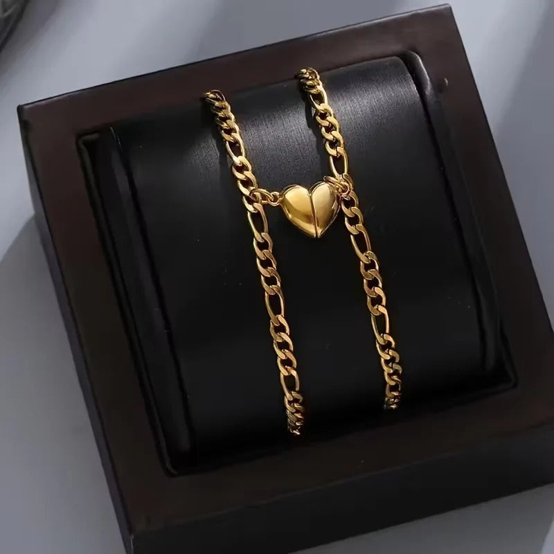 Elegante Set de 2 Pulseras de corazón imantadas