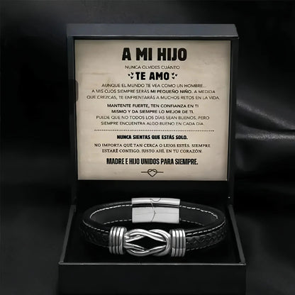 Pulsera de cuero genuino con símbolo infinito para hombres, regalo para hijo o nieto
