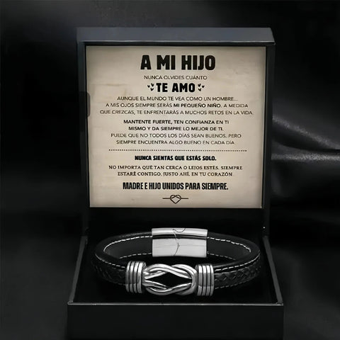 Pulsera de cuero genuino con símbolo infinito para hombres, regalo para hijo o nieto – 1