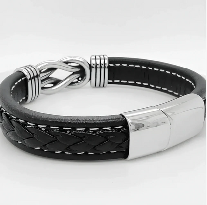 Pulsera de cuero genuino con símbolo infinito para hombres, regalo para hijo o nieto