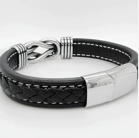 Pulsera de cuero genuino con símbolo infinito para hombres, regalo para hijo o nieto – 3