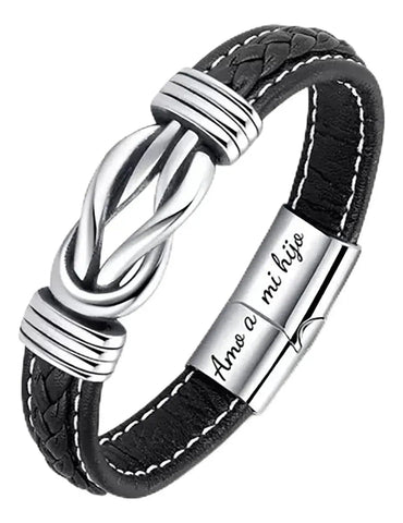 Pulsera de cuero genuino con símbolo infinito para hombres, regalo para hijo o nieto – 2