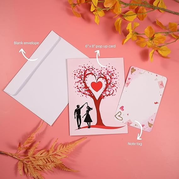 Tarjeta 3D del amor - San Valentin, Aniversario, Mesario, Bodas
