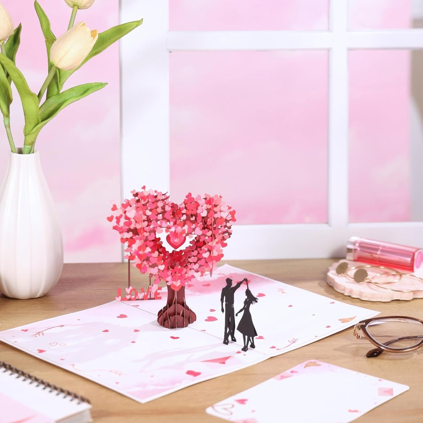 Tarjeta 3D del amor - San Valentin, Aniversario, Mesario, Bodas