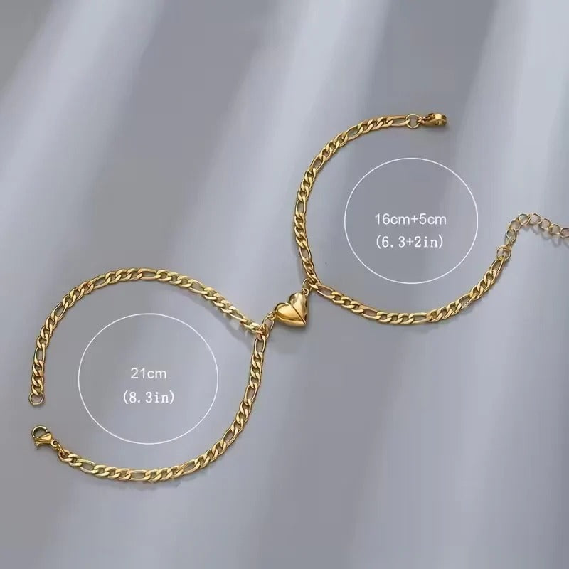 Elegante Set de 2 Pulseras de corazón imantadas